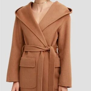 Belle & Bloom NWT Tan Hooded Wrap Coat